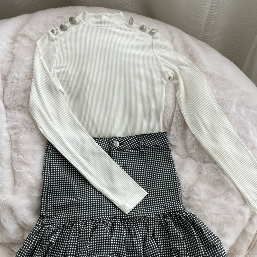 Beck Ivory Top and Bershka Women Skirt Set